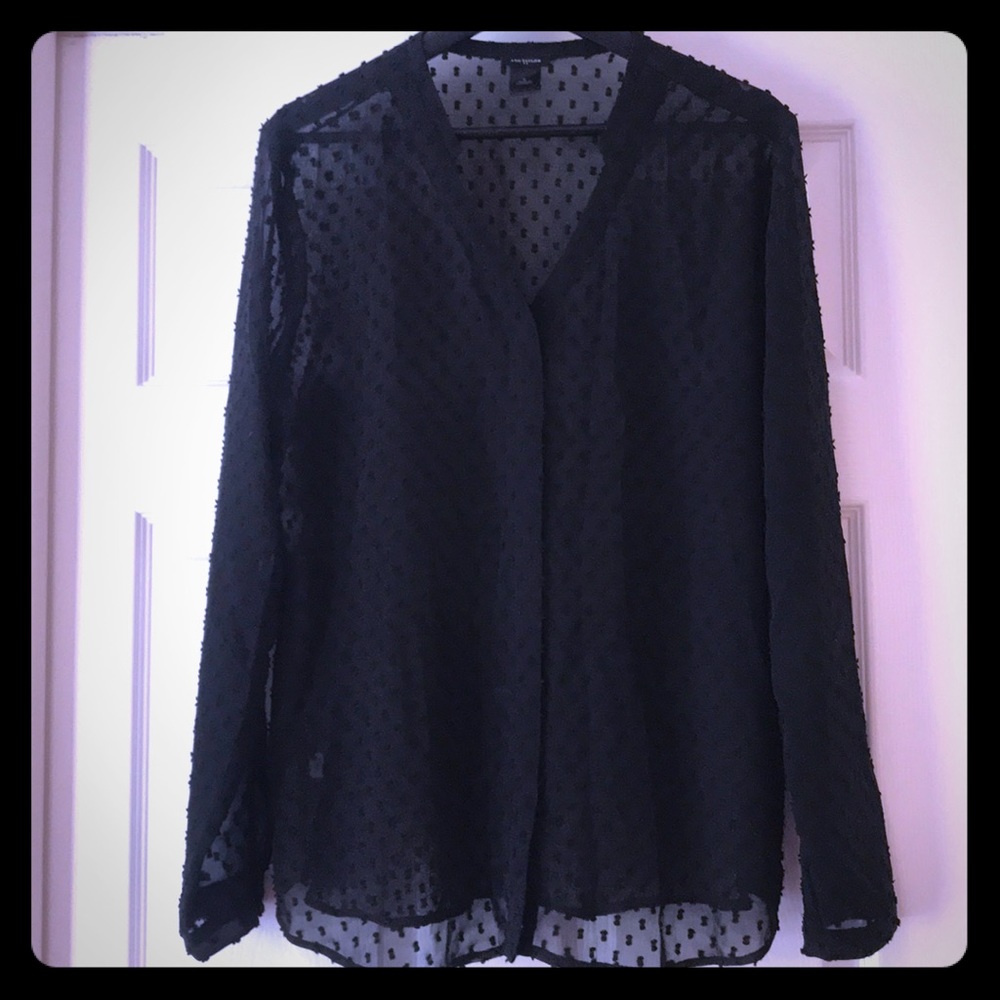 Ann Taylor blouse, sheer black, size L
